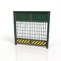 Green Safety Barrier With Grid Structure And Yellow Black Warning Stripes