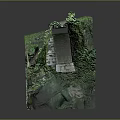 3D Model of Stone Arch Bridge Structure With Green Vegetation and Rocky Details