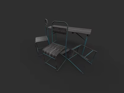 Modern Folding Outdoor Sofa and Coffee Table Set with Metal Frame Wooden Top 3d model