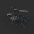 Modern Folding Outdoor Sofa and Coffee Table Set with Metal Frame Wooden Top
