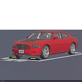 Dodge Red Sports Sedan Parked In Display Area With Brand Logo On Ground