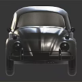 Silver Beetle Inspired Vintage Car With Sleek Metallic Finish And Classic Design