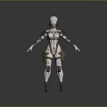 Futuristic Game Movie Character in White Armor With Brown Accents Mechanical Arms Legs Helmet Design