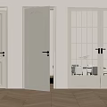 Modern Interior With White Open Door Glass Panel Doors And Wooden Floor