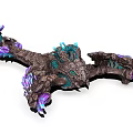 Mythical Rock Like Creature With Purple Blue Glowing Wings And Spikes