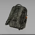 Camouflage Pattern Backpack With Adjustable Straps And Orange Tag Fabric Design 3d model