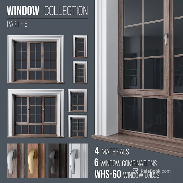 Casement Windows With Various Designs Sizes And Four Materials For Home Use 3d model 