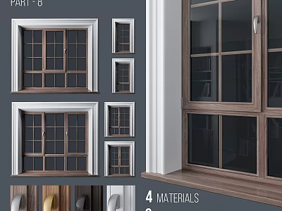 Casement Windows With Various Designs Sizes And Four Materials For Home Use 3d model