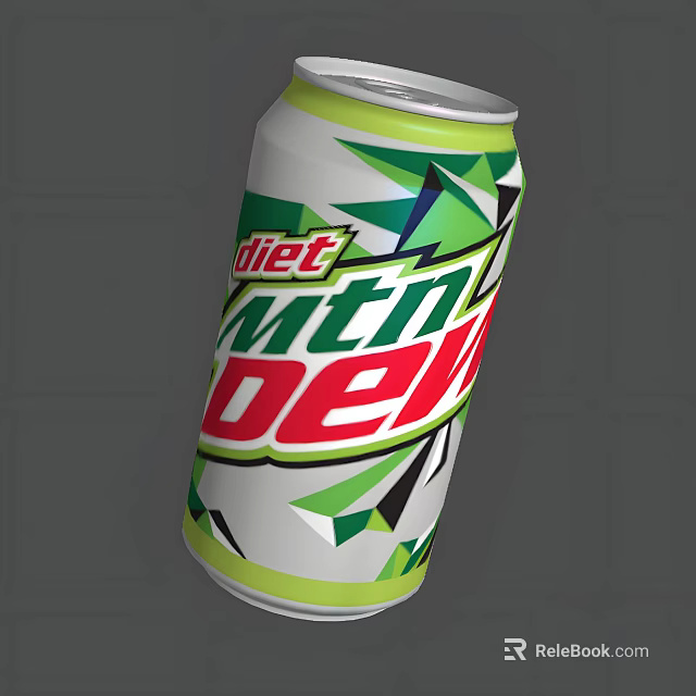 Diet Mountain Dew Refreshing Low Sugar Carbonated Soft Drink in Aluminum Can 3d model 