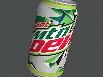 Diet Mountain Dew Refreshing Low Sugar Carbonated Soft Drink in Aluminum Can 3d model