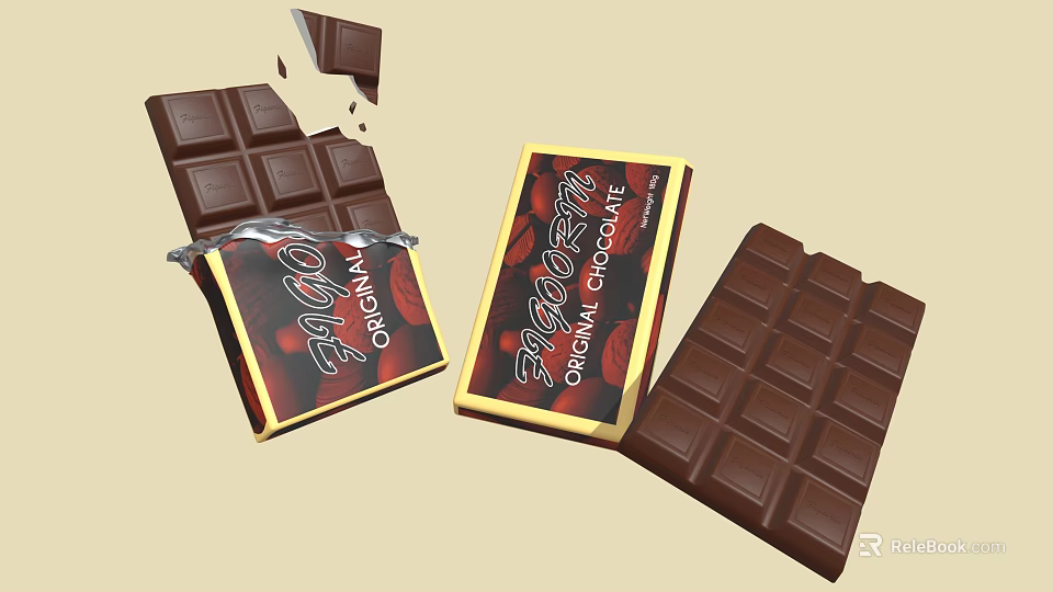 Original Chocolate Bar With Strawberry Design On Wrapper And Smooth Rich Texture 3d model 