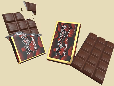 Original Chocolate Bar With Strawberry Design On Wrapper And Smooth Rich Texture 3d model