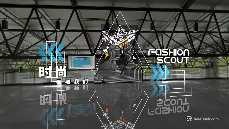 Modern Fashion Scout Photo Spot With Geometric Shapes And Indoor Decor 3d model 
