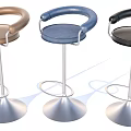Brown Blue Black Bar Stools With Leather Seats Ring Armrests Silver Metal Bases Modern Design