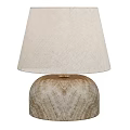 Elegant Table Lamp With Beige Fabric Shade And Natural Textured Base 3d model