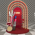 Photo Booth With Marquee Lights Makeup Props And Studio Lights 3d model