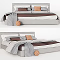 Stylish Modern Double Bed With Plush Pillows Checkered Blanket And Basketball