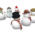 Cute Snowmen Characters With Different Hats And Colorful Scarves For Winter