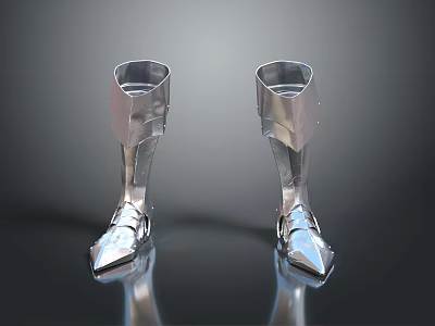 Silver Metallic Shoes With Modern Futuristic Design And Geometric Shiny Reflective Surface 3d model