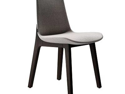 Two Tone Fabric Leisure Chair With Modern Minimalist Design And Wooden Legs 3d model
