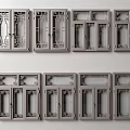 Gray Door Frame Components Featuring Various Designs And Different Styles Arranged Neatly 3d model
