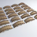 Multiple Wooden Landscape Bridges With Various Designs Arranged on White Background