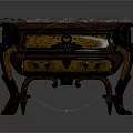 Antique Console Table With Blue Marble Top And Ornate Carved Wood Legs