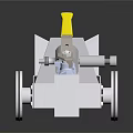 Industrial Mechanical Equipment With Metal Frame Wheels And Yellow Component