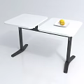Modern Coffee Table with White Tabletop Black Frame and Yellow Fruit on White Plate 3d model