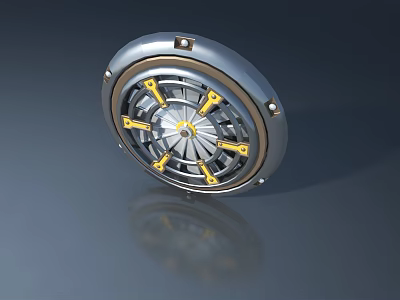 Swing Door Decorative Metal Hardware With Round Silver Base And Yellow Components 3d model