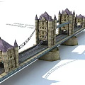 Historic Tower Bridge With Stone Towers Purple Spires And Suspension Design
