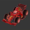 Red Ferrari Formula 1 Race Car with Shell Sponsorship Logo and Driver Helmet