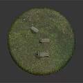 Natural Wood And Stone Outdoor Structures Set On Lush Green Grassland Area