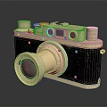 Vintage Digital Camera With Gold And Black Design Classic Lens And Control Buttons
