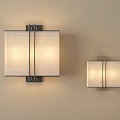 Modern Square Wall Sconces With Textured Shades Metal Frames And Warm Light 3d model