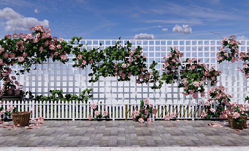 Modern Vine Climbing Vine Plant Clematis rose Vine Plant Garden Landscape Grid Flower Wall Flower Vine 3d model