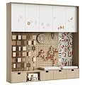 Decorative Cabinet With Alphabet Number Blocks Maze Boards And Geometric Pattern Panels
