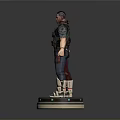 Male Character Model Standing With Tactical Vest Holding Gun On Circular Base With Glowing Edges
