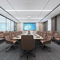 Modern Meeting Room Meeting Table and Chair Projection Curtain Display Screen 3d model