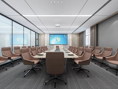 Modern Meeting Room Meeting Table and Chair Projection Curtain Display Screen 3d model