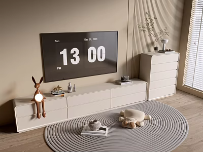 Modern White Entryway Cabinet and Side Cabinet with Drawers Decorative Items and Natural Light 3d model