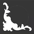 White Decorative Corner Ornament With Intricate Curled Patterns On Dark Background And Reflection