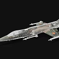Camouflage Military Fighter Jet With Mounted Missiles And Cockpit Design