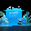 Our Green Finance Environment With Panda Trees And Eco Design Elements 3d model