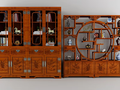 Traditional Chinese Antique Bookcase 3d model