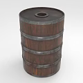 Wooden Barrel Shaped Decorative Ornament With Metal Hoops And Top Hole