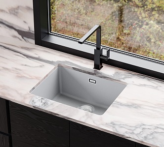 Modern small sink wash basin vegetable basin faucet 3d model