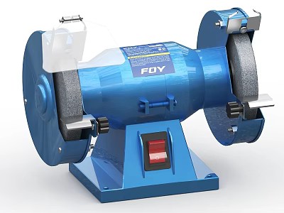 FOY Blue Industrial Bench Grinder With Dual Grinding Wheels And Protective Shield 3d model