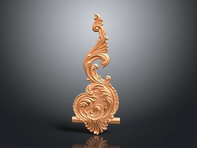 Intricate Carved Decorative Ornament With Curved Scroll And Floral Patterns 3d model