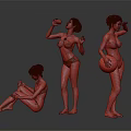 Women in Bikinis with Different Poses Holding Drinks and Beach Ball